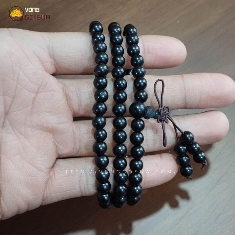 Chuỗi Vòng Gỗ Mun Sừng Đen 108 Hạt 6ly - 8ly 16 Chuỗi vòng gỗ mun sừng 108 hạt 6ly
