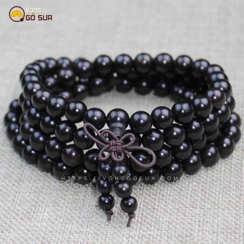 Chuỗi Vòng Gỗ Mun Sừng Đen 108 Hạt 6ly - 8ly 12 Chuỗi vòng gỗ mun sừng đen 108 hạt 6ly và 8ly