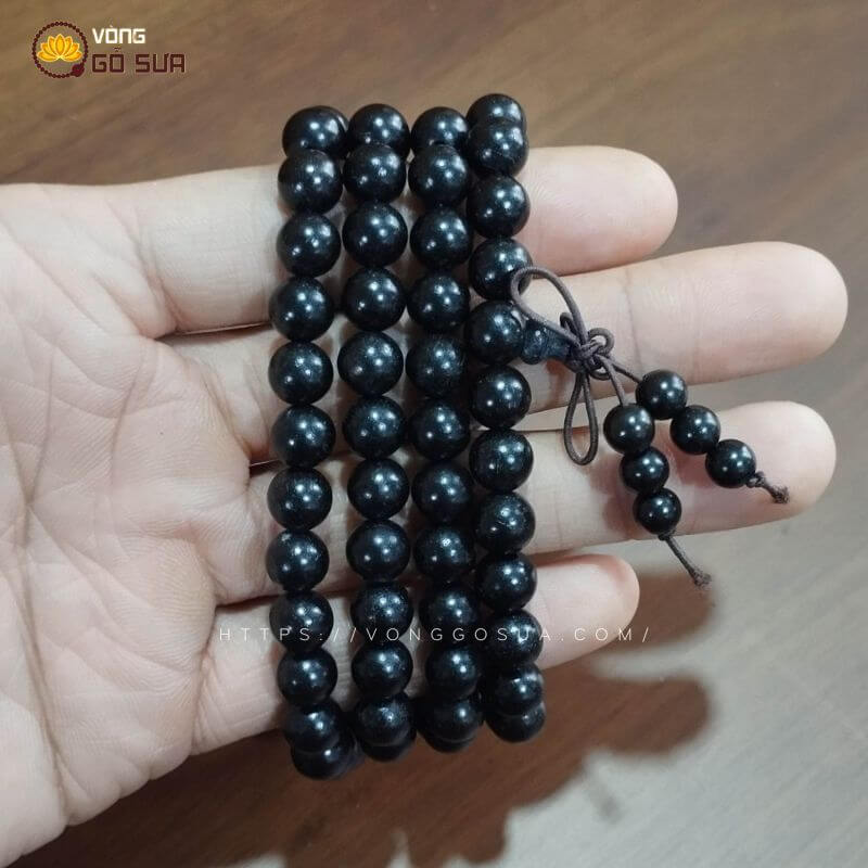 Chuỗi Vòng Gỗ Mun Sừng Đen 108 Hạt 6ly - 8ly 13 Chuỗi vòng gỗ mun sừng 108 hạt 8ly