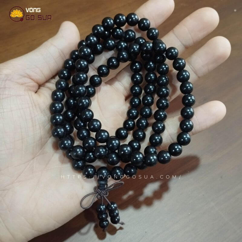 Chuỗi Vòng Gỗ Mun Sừng Đen 108 Hạt 6ly - 8ly 14 Chuỗi vòng gỗ mun sừng 108 hạt 8ly