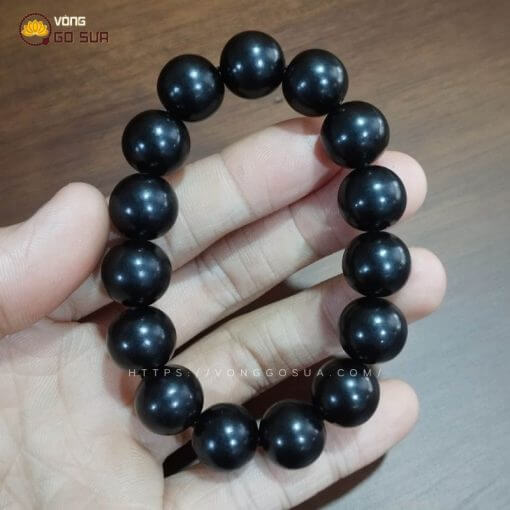 Vòng gỗ mun sừng 14ly hạt tròn